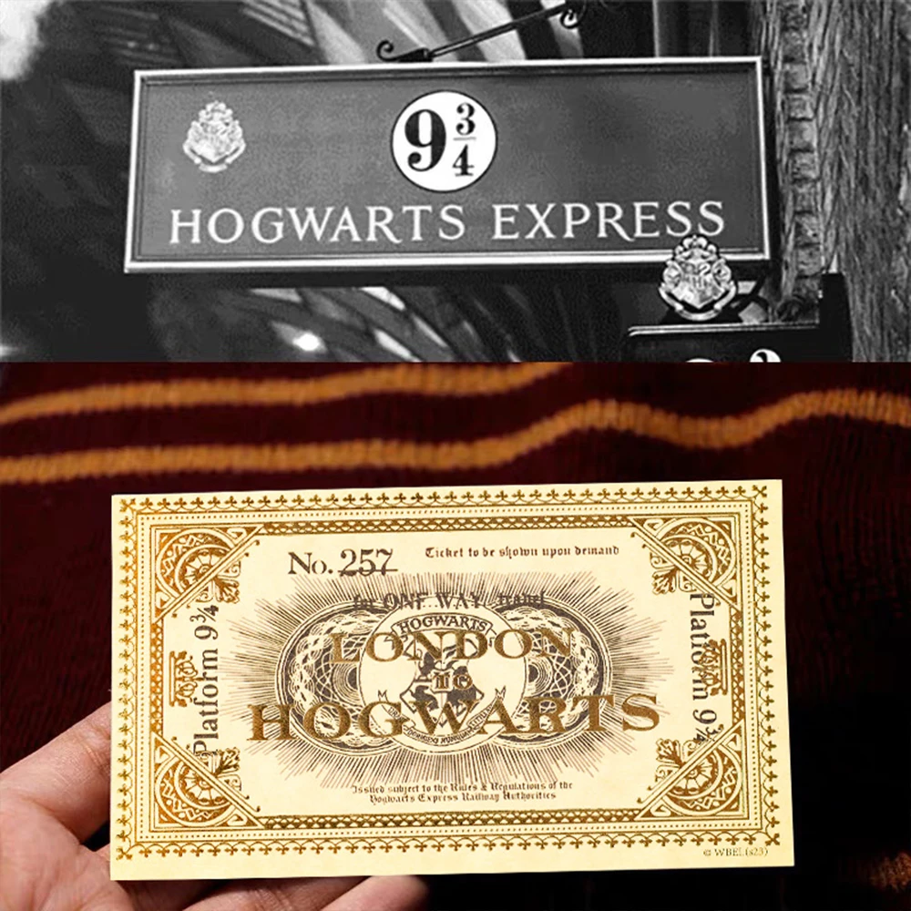 Genuine 10Pcs Harry Potter Hogwarts 943/257 Train Ticket Magic Academy Gold-Plated Tickets Party Cosplay Props Birthday Gifts view 4