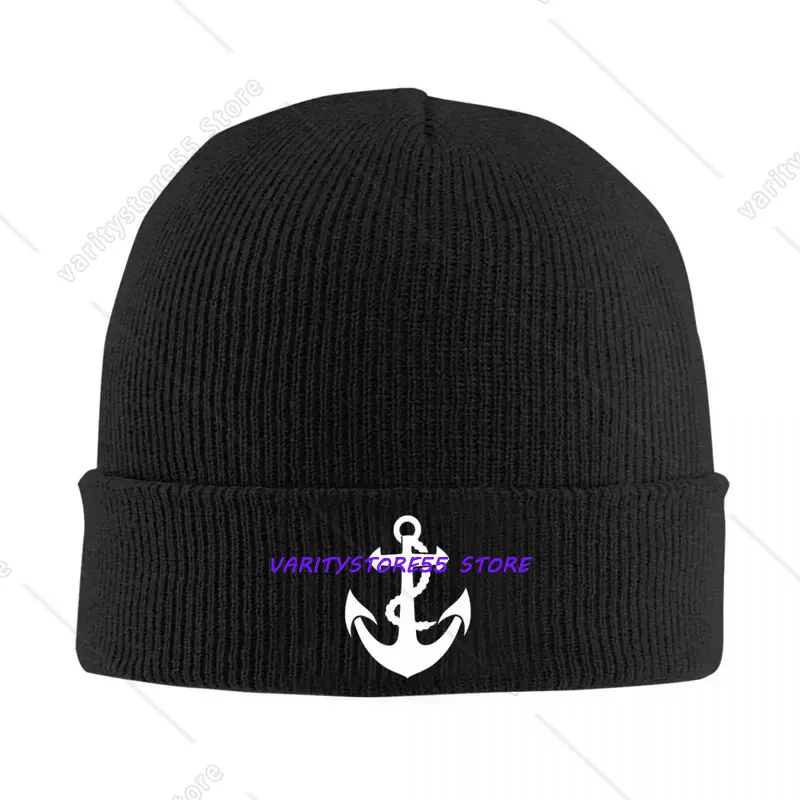 Men'S Nautical Anchor Knit Beanie Soft Stretchy Warm Winter Hat  Sporty Style for Casual & Outdoor Wear, Winter Headwear