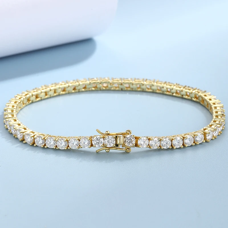 Wholesale 925 Sterling Silver Tennis Bracelet 3mm Prong Settign VVS Moissanite Tennis Bracelets for Men Women