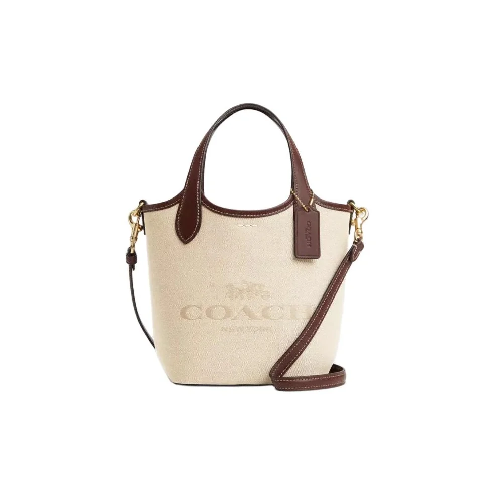 COACH Hanna Canvas With Refined Calfskin Bucket Bag, Crossbody, One Shoulder Handbag Small Women's CR169-IMNAM