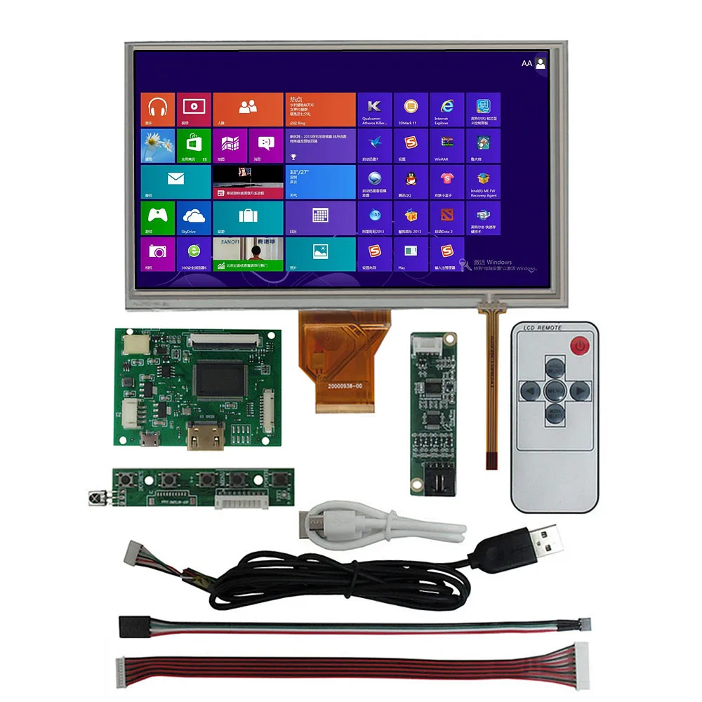 

8 Inch AT080TN64 LCD Display Screen Digitizer Touchscreen Driver Control Board HDMI-Compatible For DIY Raspberry Pi PC Monitor