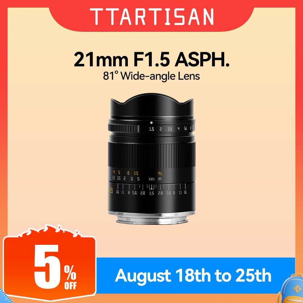 

TTArtisan 21mm F1.5 Full Frame Camera Lens for Sony E Canon RF Nikon Z Sigma Lumix Leica L mount câmera lenses accessories