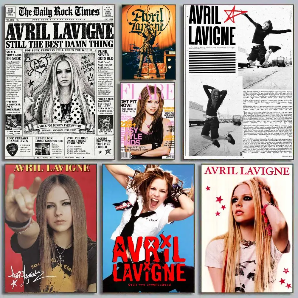 Singer A-Avril L-L-Lavigne Poster Minimalist Art Print Waterproof Poster for Home Office Bedroom Decor Aesthetic Gift