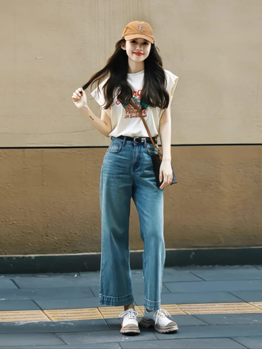 

Летняя модная круглая футболка с принтом Ne Fly Sve, женская свободная утягивающая футболка с плечами, модный топ, вечерний утренний колокольчик...