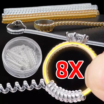 8pcs/lot Transparent Spiral Based Ring Tools Spring Coil Ring Size Adjustment Guard Tightener Reducer Resizing Tool for Jewelry