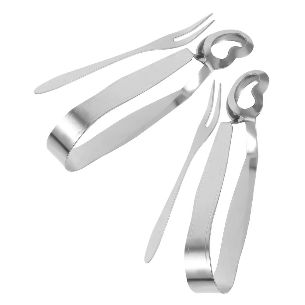 

4pcs Stainless Steel Escargot Tongs Fork Set Snail Dining Tools Food Serving Accessories Kitchen Barbecue Utensils for Daily