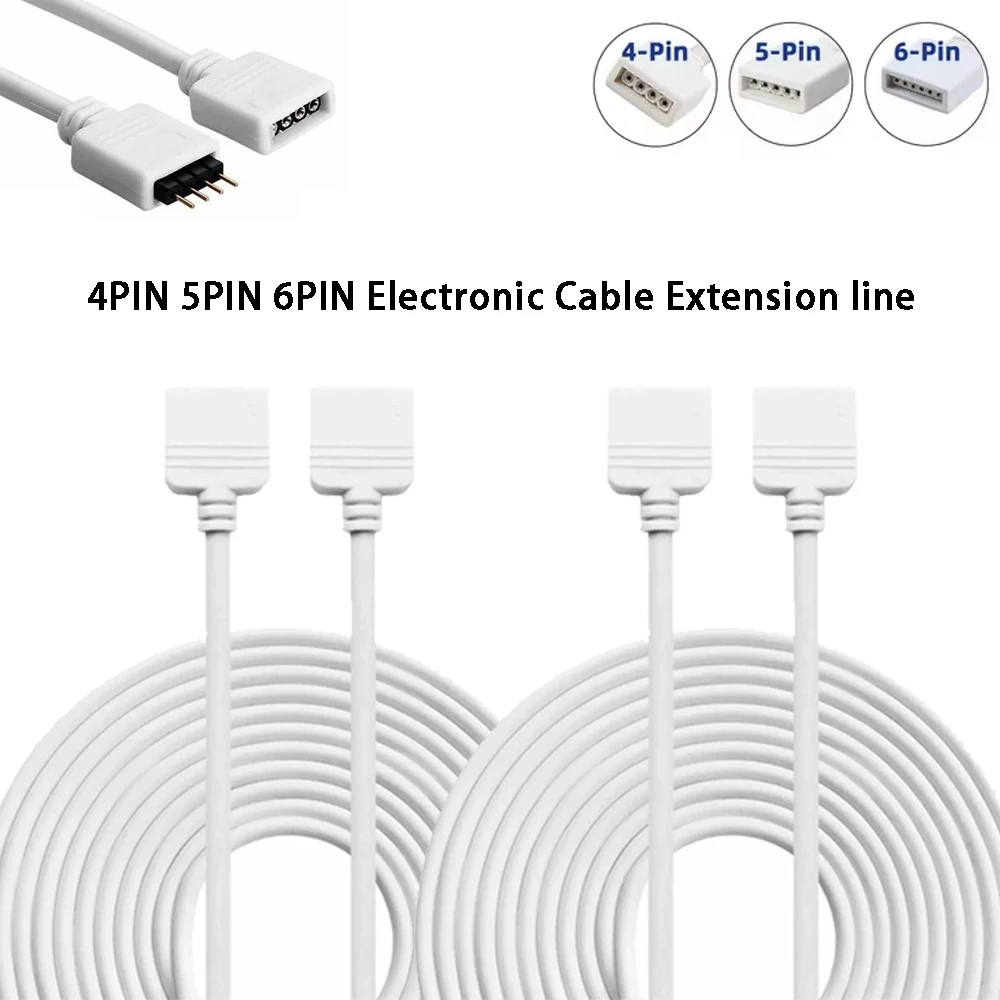 4PIN 5PIN 6PIN Electronic Cable Extension Line 0.5-5m Female Connector With Pin Adapter For SMD5050 3528 RGB CCT LED Strip Light