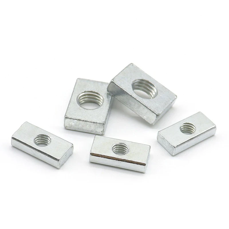 10/ 50pcs Square Nut M3 M4 M5 M6 M8 Zinc-Plated Carbon Steel Thin Rectangular Nuts Slider Block for Aluminum Profile Accessory