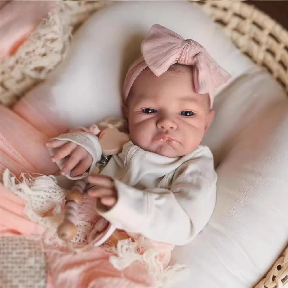 48CM Reborn Silicone Dolls August awake Complete Finished Touch Soft Newborn Baby Realistic Handmade Painted Hair Children Gifts