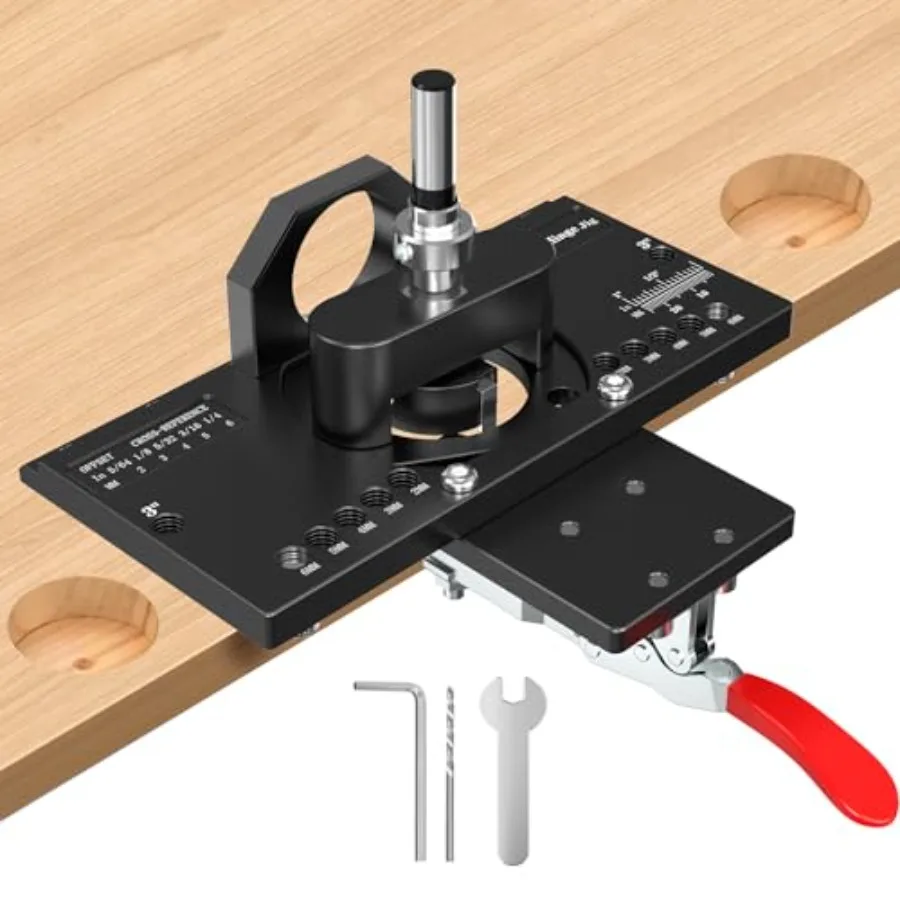 

Concealed Hinge Jig with Quick Clamp and Dust Vacuum Adapter 35mm Cabinet Door Hinges Jig Hole Drilling Hardware Jigs for Woodw