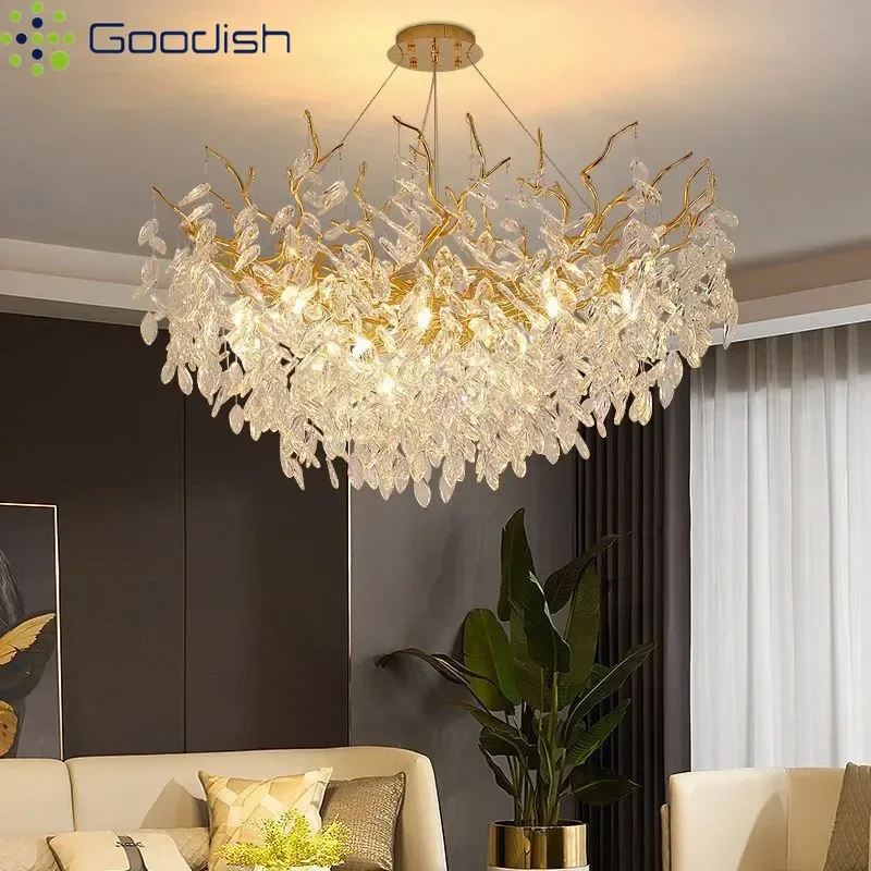 Modern Simplicity Luxury Crystal Chandelier LED Pendant Lights Art Creative Lamps for Villa Living Room Bedroom Home Decoration