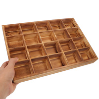 20-Grids Wooden Storage Box Wood Socks Panties Underwear Organizer Tray With Dividers Drawer Sorting Box For Keys Cosmetics