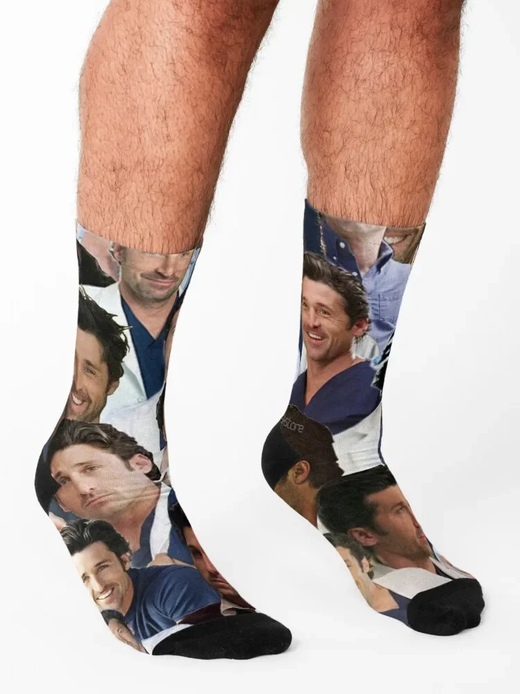 Patrick Dempsey foto colagem Meias retro presentes engraçados ano novo Homem Meias Femininas