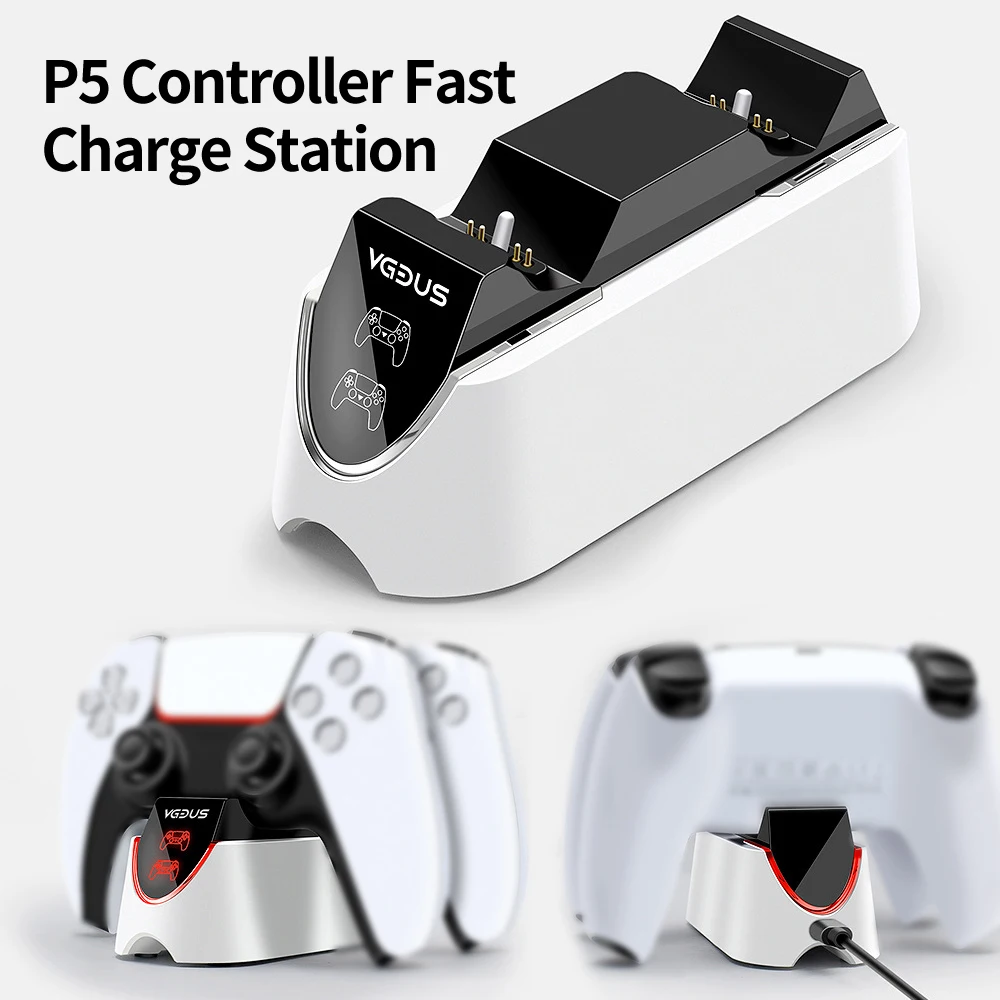 

Dual Fast Charger for PS5 Wireless Controller USB 3.1 Type-C Charging Cradle Dock Station for Sony PlayStation5 Joystick Gamepad