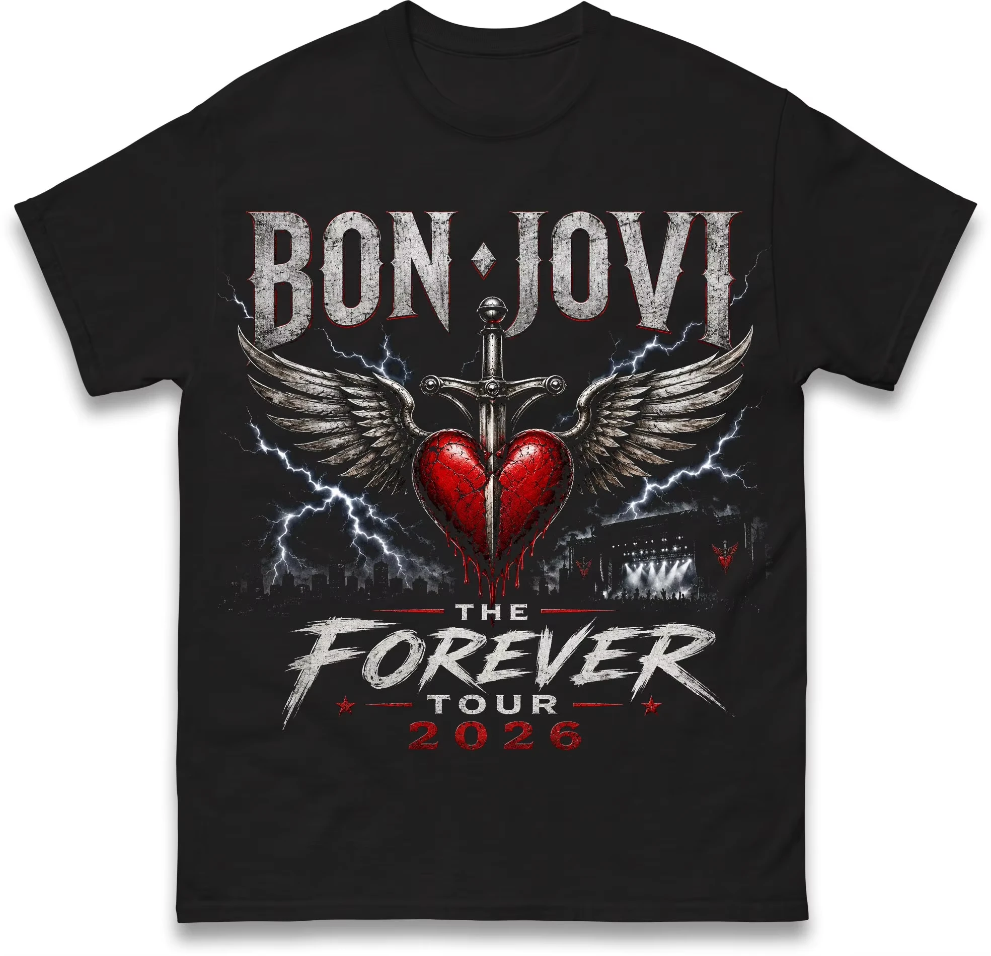 Bon Jovi 2026 Forever Tour T-shirt Men Women Summer Oversized Short Sleeved Top Streetwear Unisex Y2k Oversized T Shirt Harajuku