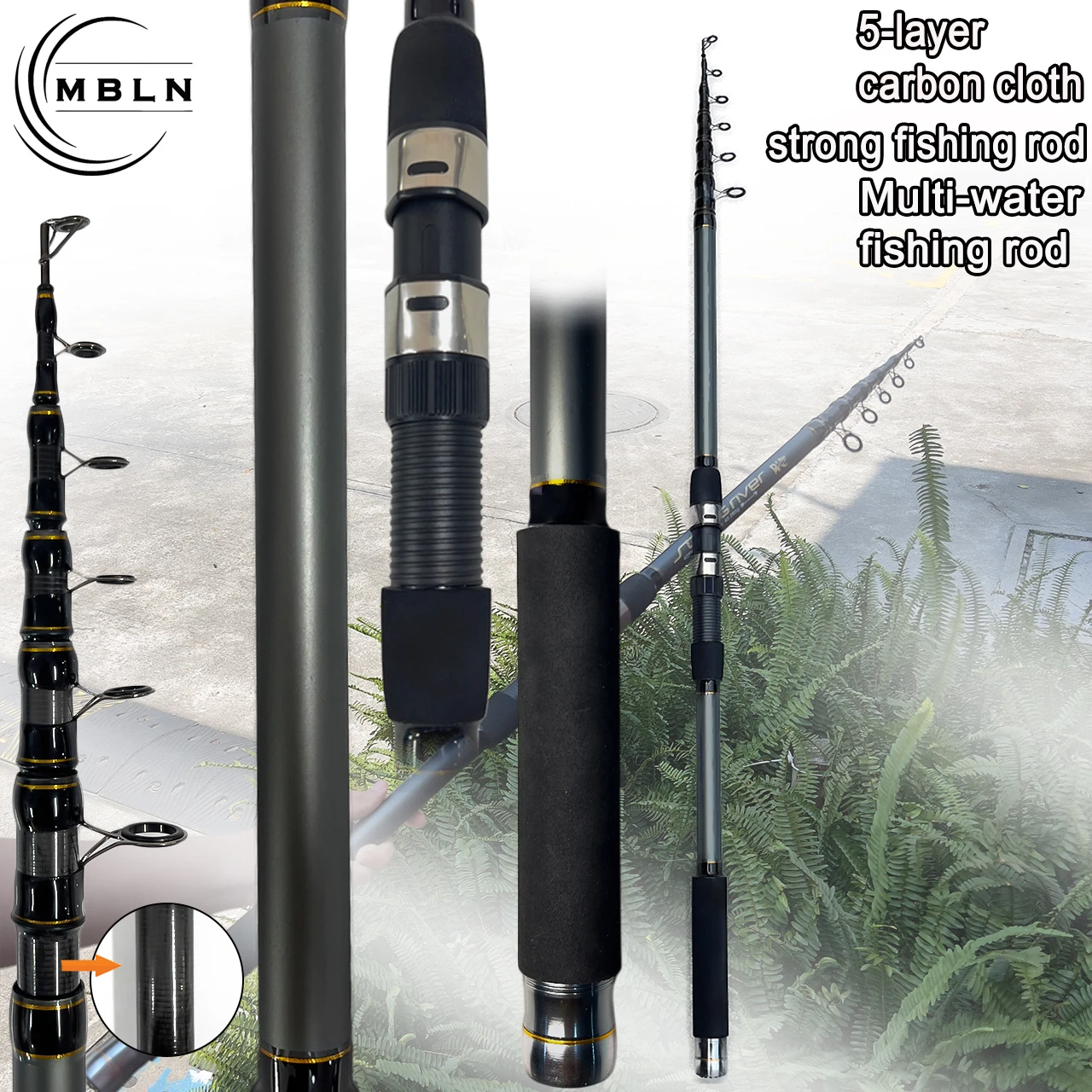 1PC Carbon Casting Rod,Long-Casting Sea/,Ultralight & Super Hard Telescopic,Dual-Use (Hand/Sea) Long-Section,Dual-Foot Guides