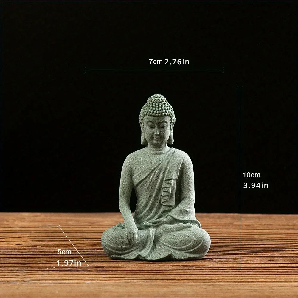 Zen Buddha-Statue Ornamente Aquarium Felsenlandschaft Bonsai Fließendes Wasser Figur Mikro-Landschaft Dekoration Grüner Sandstein Kleine Handwerkskunst – Detail 6