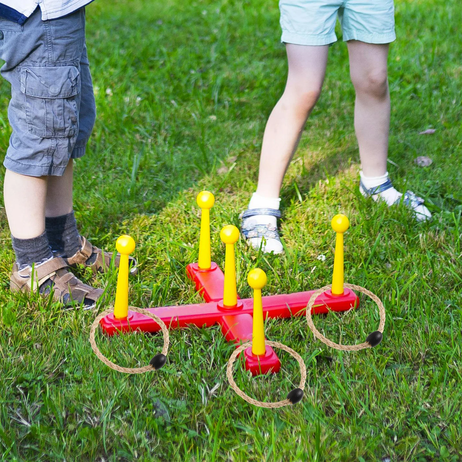 12Pcs Outdoor Seil Ring Werfen Spiel Set Langlebig Flachs Material Garten Rasen Strand Karneval Ring Werfen Spiel für familie Party Spaß