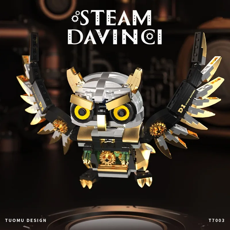 NEW Building Blocks Cute Mechanical Owl Model Kit, 484Pcs DIY 3D Gear Swinging Flying Bird With Display Stand, STEM Toy