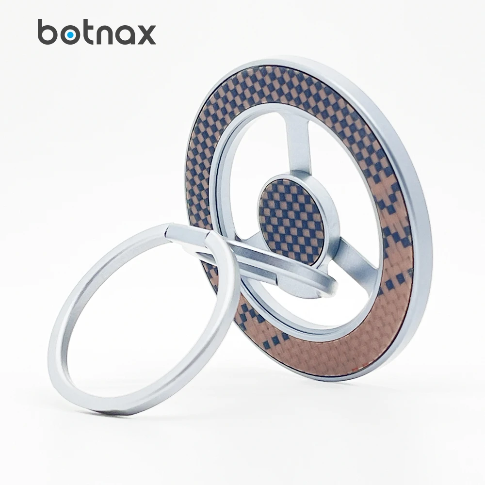 botnax Magnetic Stand Ring 360° Rotating Phone Holder Foldable Metal Bracket Compatible Magsafe Kevlar Carbon Fiber Universal