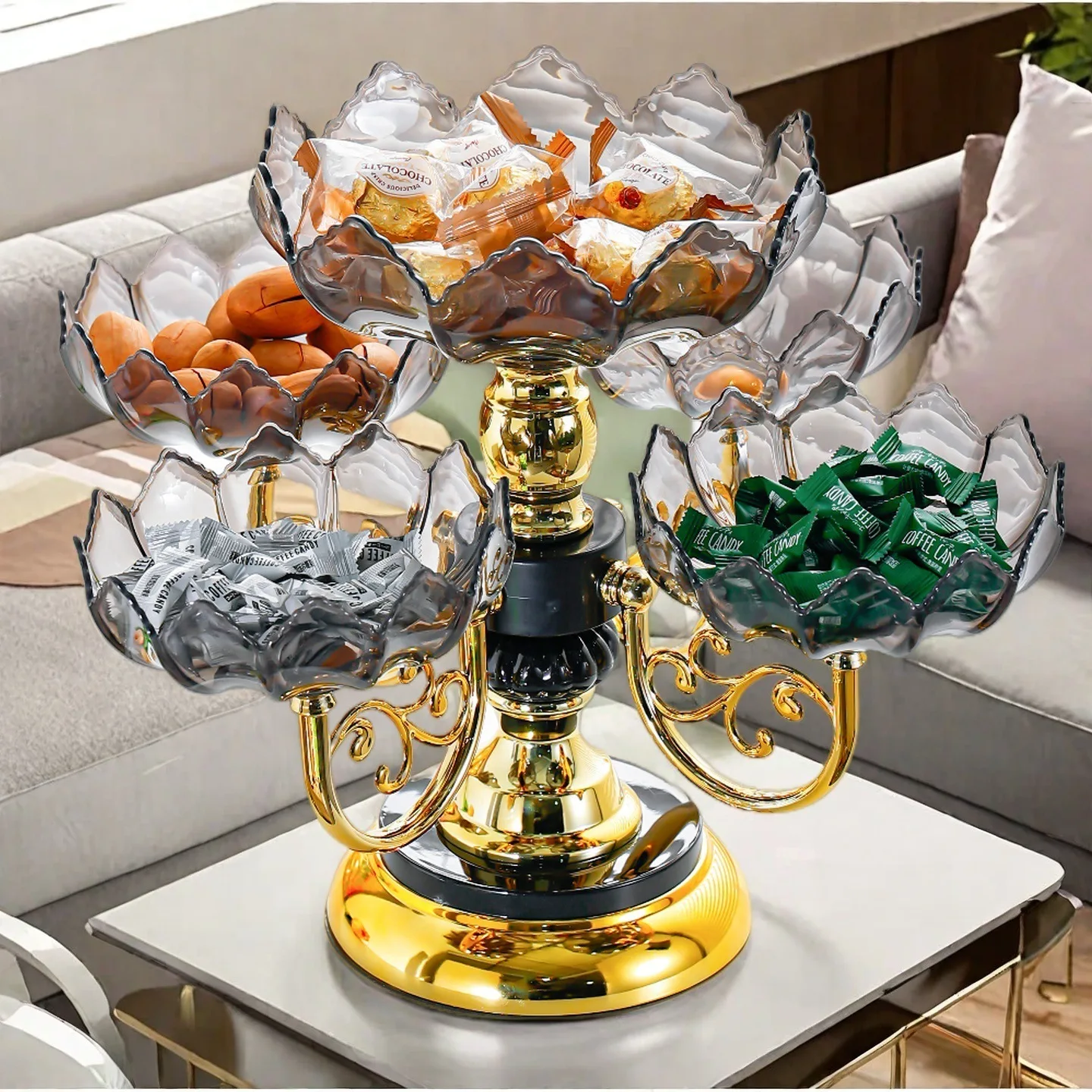 Light luxury high value modern creative multi-layer fruit plate living room coffee table household snacks candy plate display