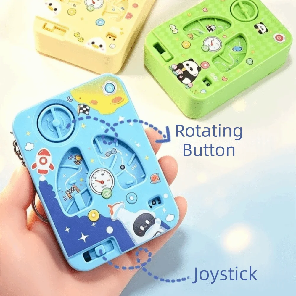 Decision Maker Game Console Keychain Entertainment Funny Fingertip Game Pendant Cartoon Racing Challenge Game Key Chain Bag