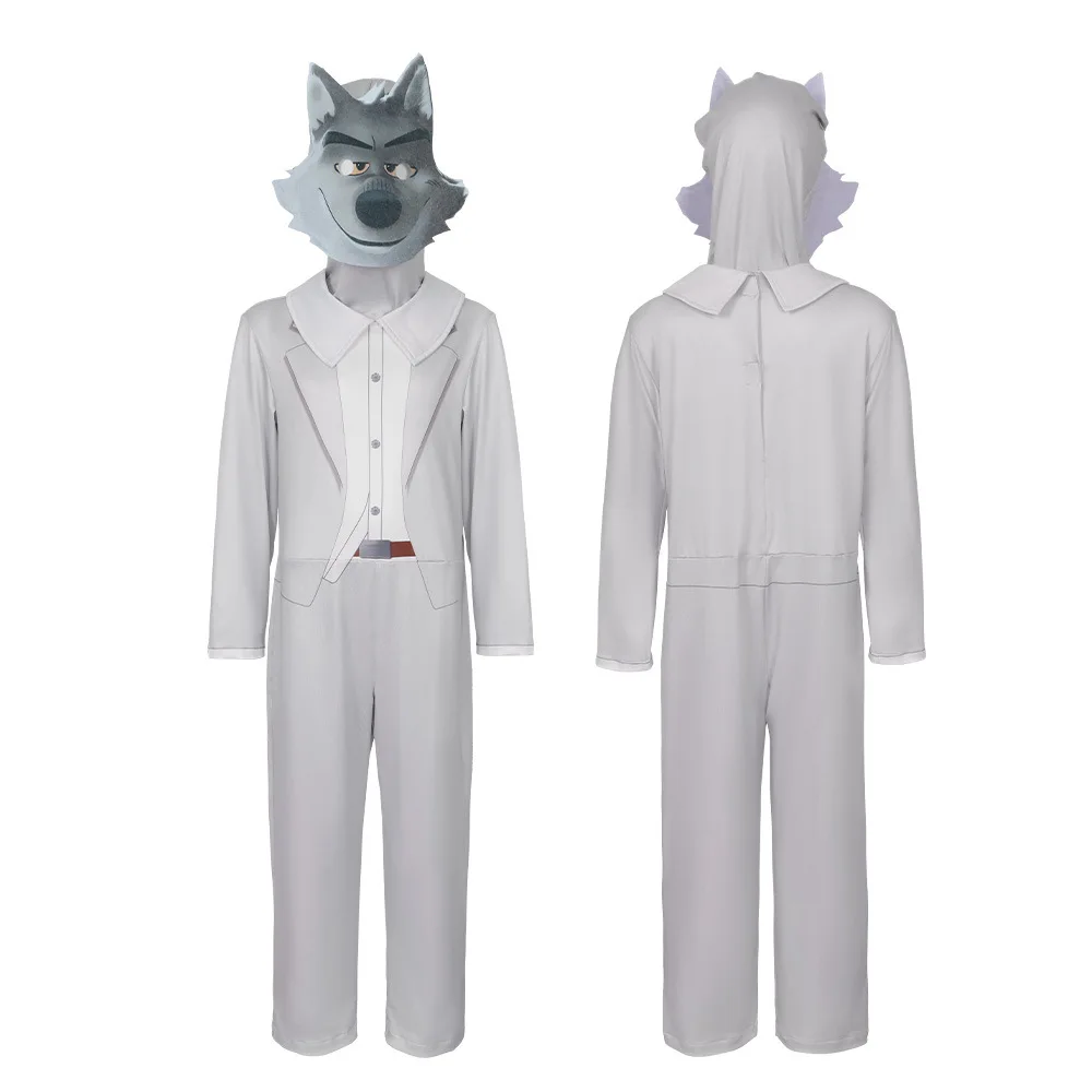

The Bad Guys Mr. Wolf Cosplay Costume Halloween Party Uniforms for Kids Long Sleeve T-shirt Pants Mask Kids Suits