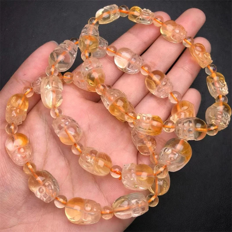 

1 Pc Fengbaowu Natural Citrine Pixiu Bracelet Mythical Animal Pixiu Beads Crystal Fashion Jewelry Gift Women Men