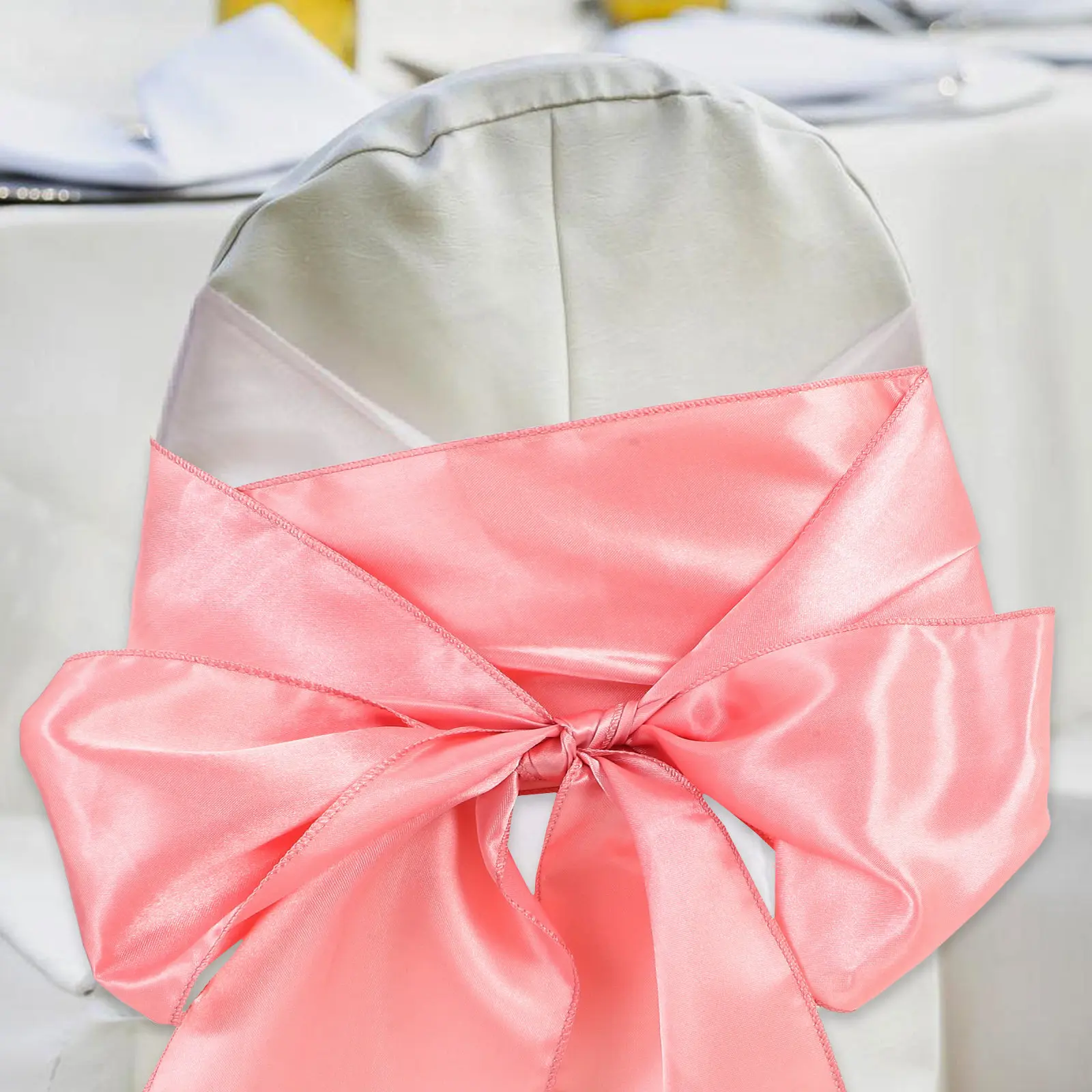 10Pcs Premium Rose Gold Satin Chair Sashes Versatile Elegant Ribbon Bows for Wedding Party Banquet Shower Ceremony Decor