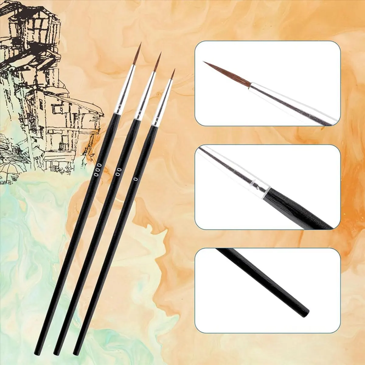 Okay 180pcs Detail Paint Brushes, Fine Tip Paint Brush with 3 Sizes 0 00 000 Mini Tiny Miniature Fine Paint Liner Brush