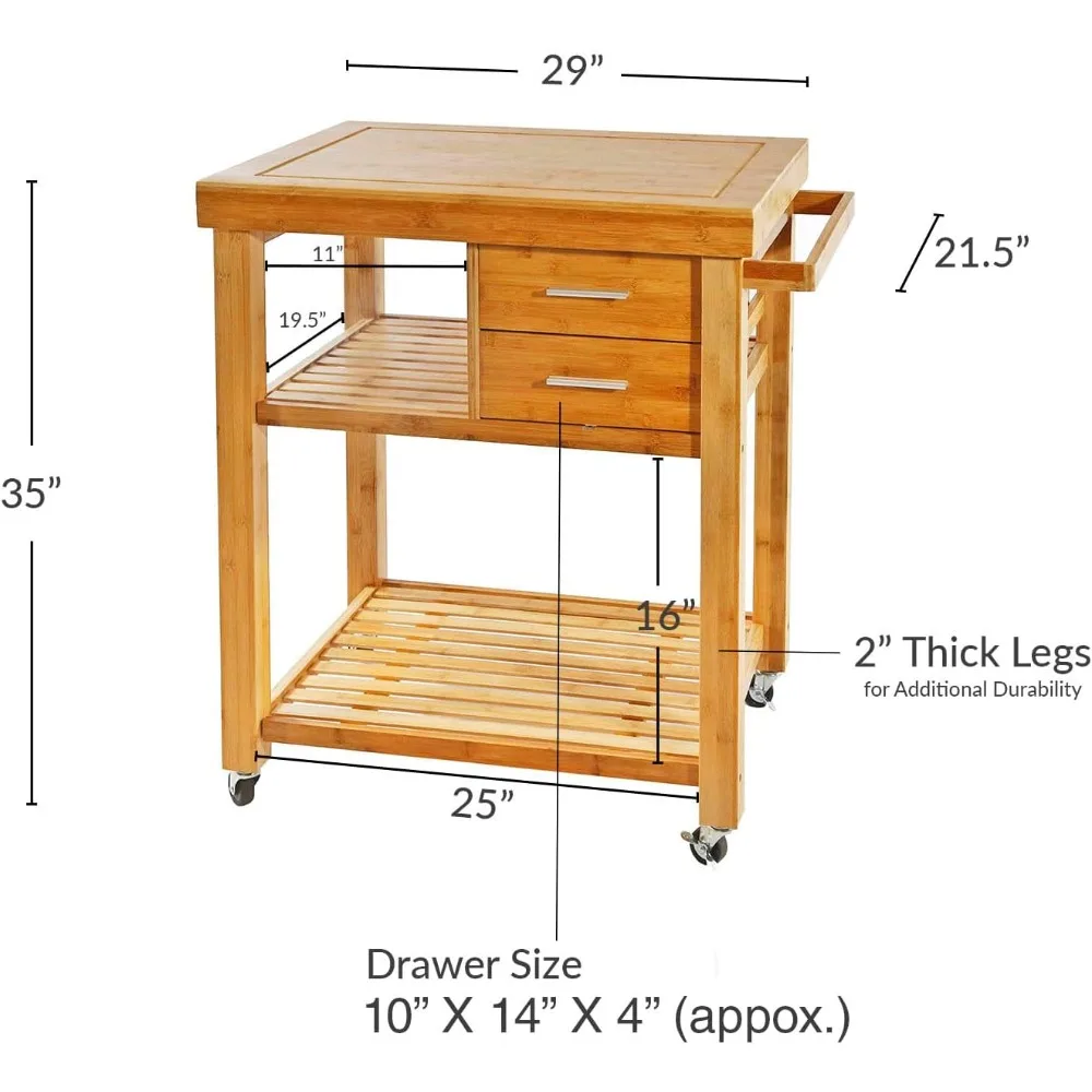 عربة جزيرة المطبخ مع أدراج، أرفف، رف المناشف، عجلات القفل، كتلة الجزار لإعداد الطعام وأدوات المتداول #4