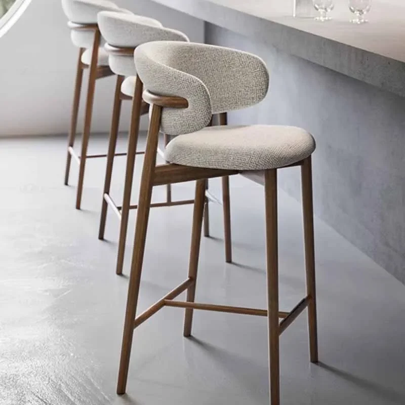 High Reception Modern Bar Stools Kitchen Designer Leather Barber Relaxing Bar Chair Library Backrest Taburete Alto Furniture