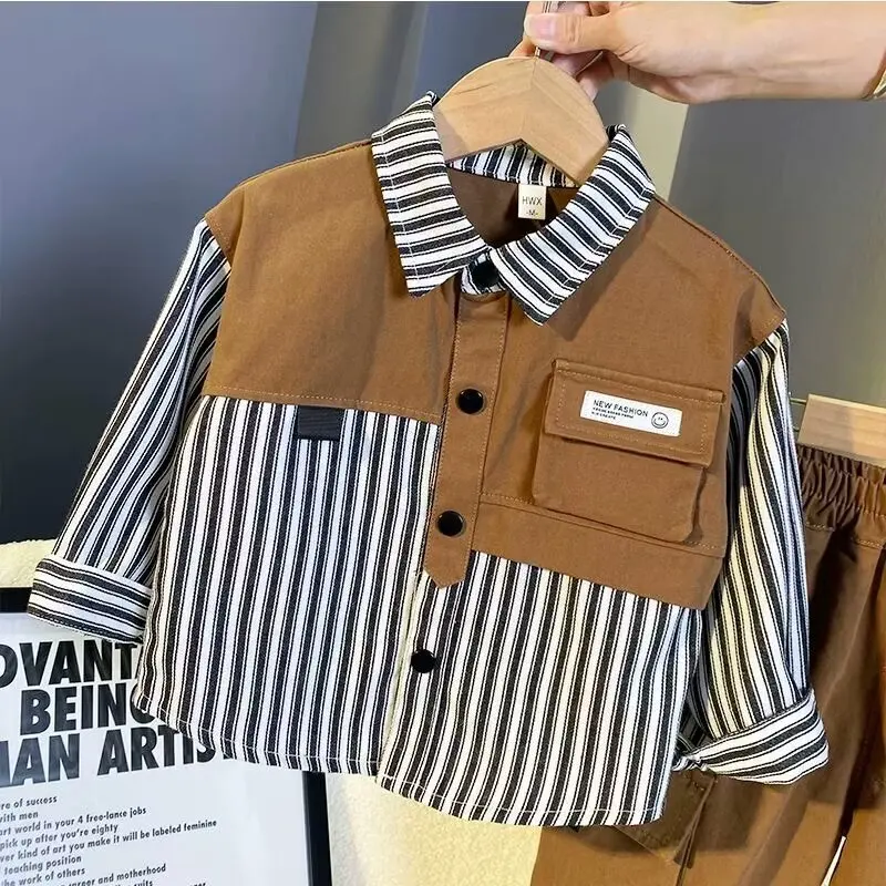 Spring Autumn Baby Boys Outfit SetsClothes Suit Baby Boys Shirts+ Pants Sets2 pcs Children\'s Set Clothing