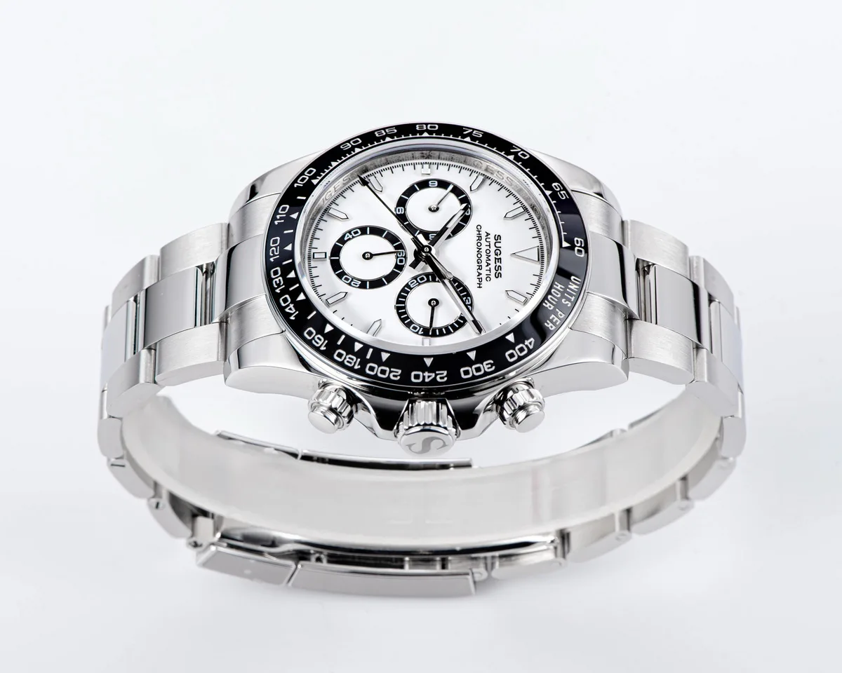 Sugess Panda Chronograph Uhrwerk Automatische mechanische Chronograph Armbanduhr Wasserdicht Tauchen Herrenuhren Keramiklünette Tona – Detail 19