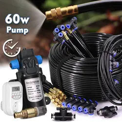 60w Self-priming Pump Misting Cooling System Check Valve Smart Timer 360° Bend Nozzle Atomizer Sprayer Outdoor Garden Irrigation