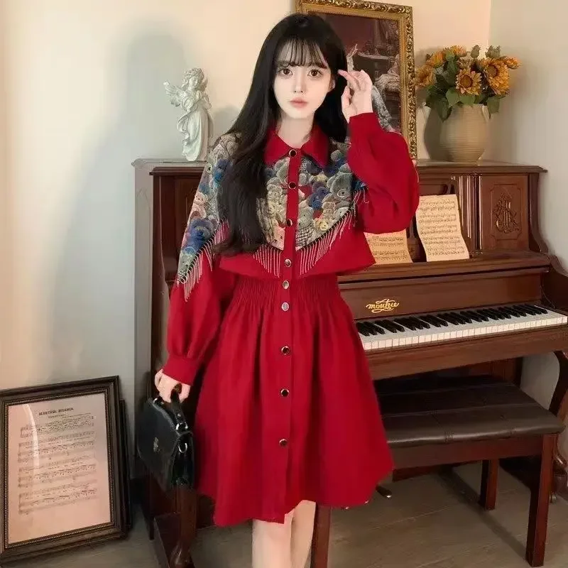 Roupas femininas estilo chinês tradicional hanfu roupa vermelha moderna china roupas de fantasia de ano novo