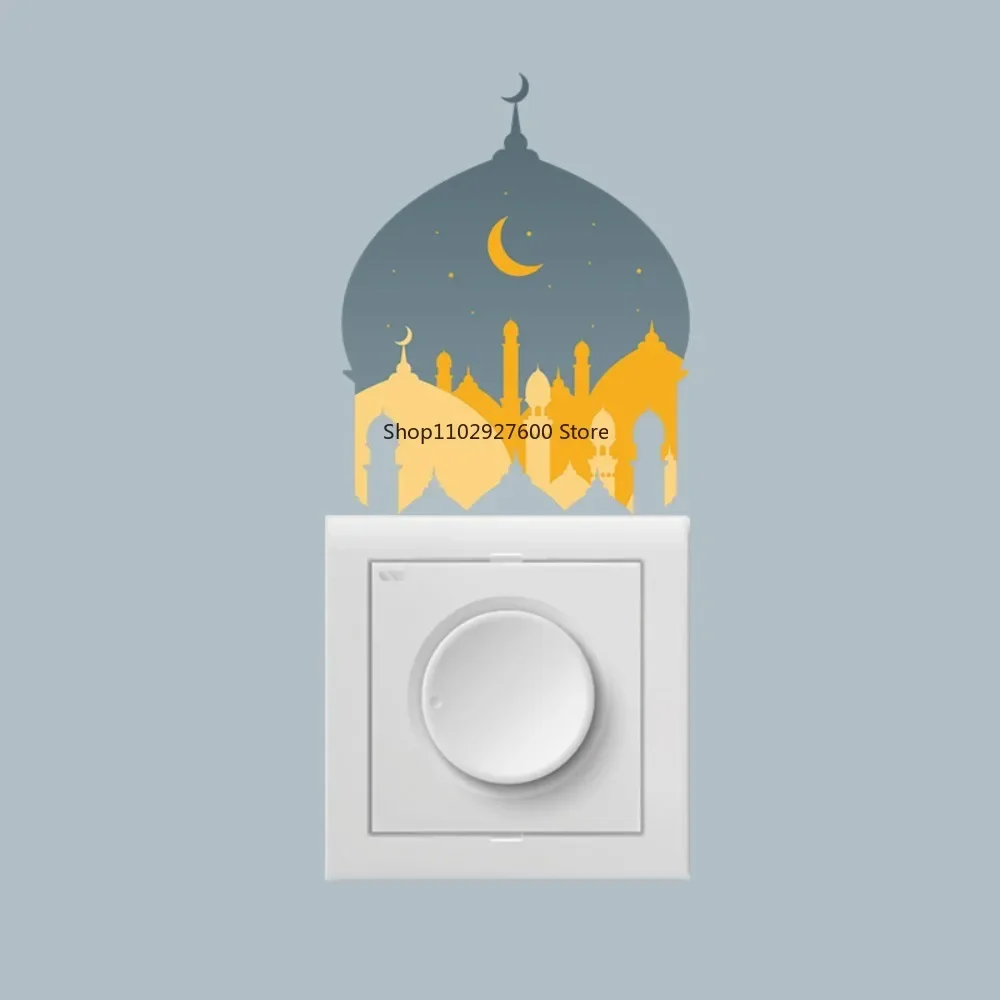 Light Switch Sticker Ramadan Wall Stickers Eid al Fitr Sticker Decal For Kids Room Decoration Home Decor Moon Castle Star