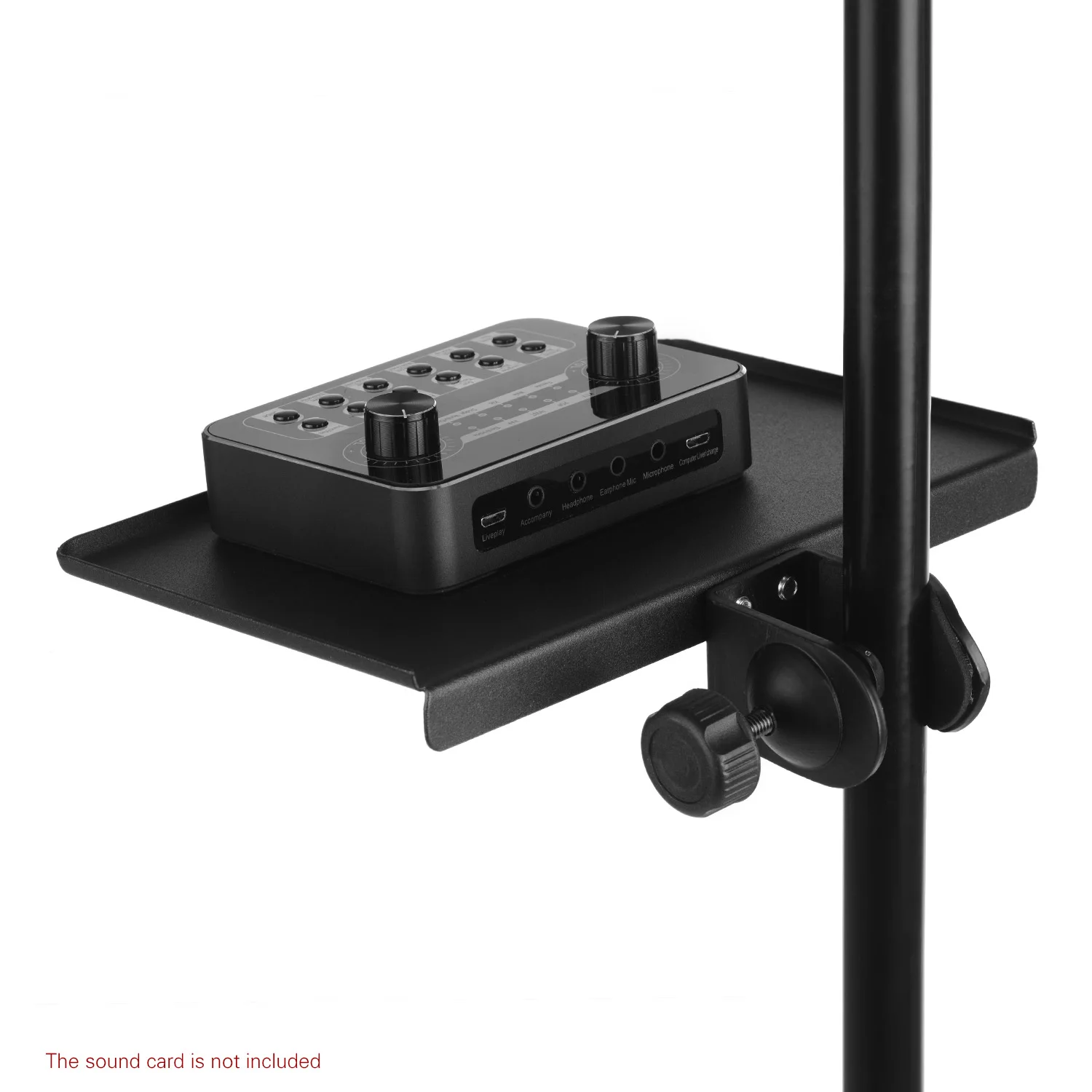 

Universal Microphone Stand Clamp-on Tray Metal Material with Mounting Clamp For Placing Sound Card Headphone