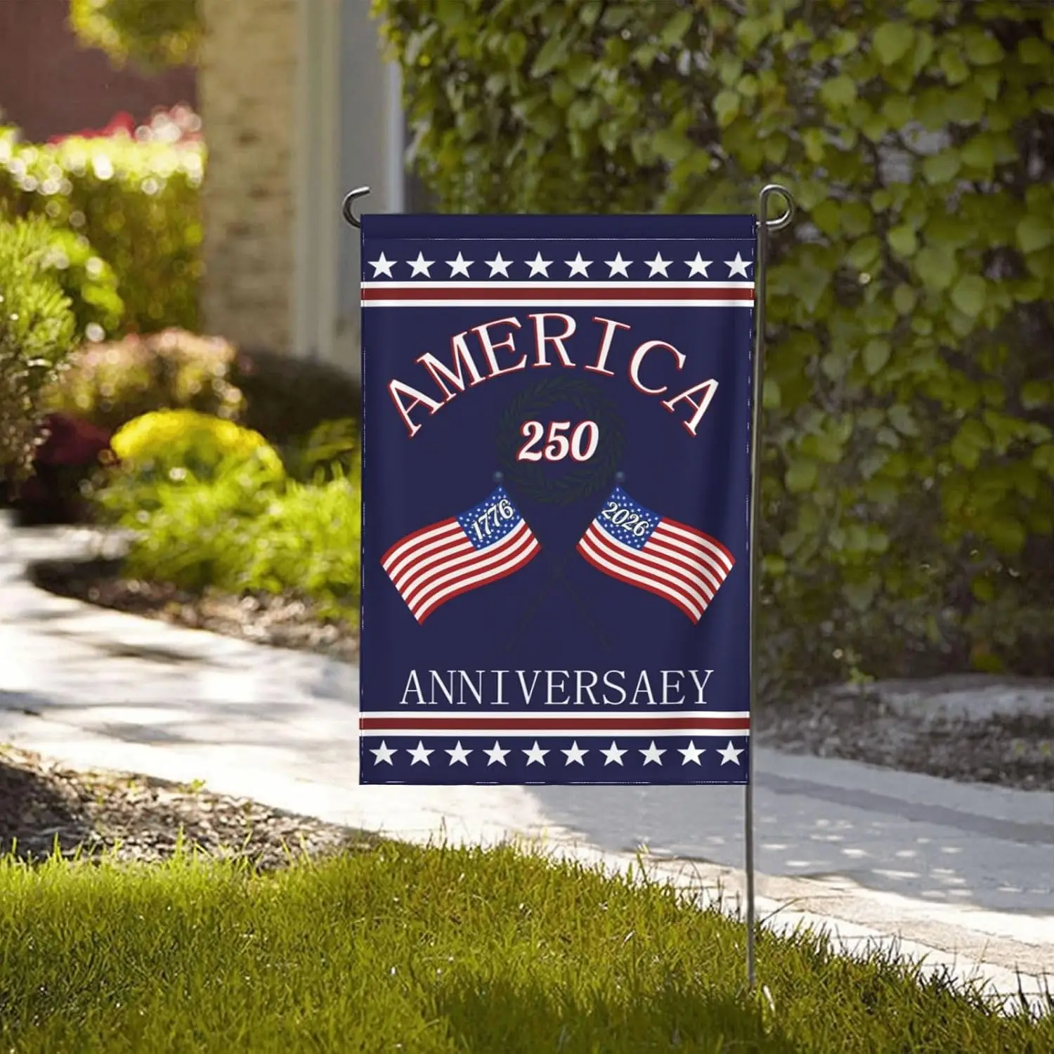 250th Anniversary American Garden Flag 28x40 Inch, 1776-2026 Usa Patriotic Yard Flag Double Sided, 4th Of July Outdoor Banne IIC
