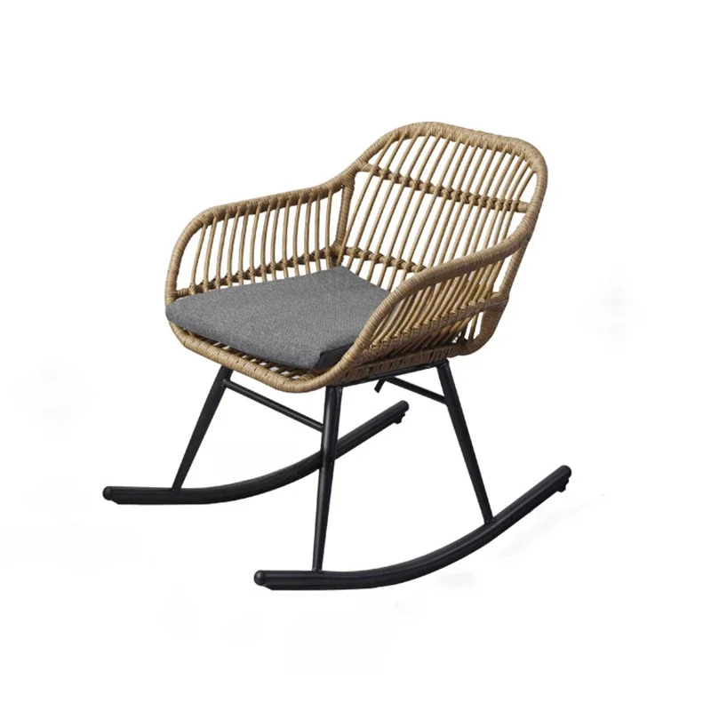 Modern Rattan Rocking Chair for Outdoor Furniture Garden Courtyard Leisure Lazy Outdoor Chair Household Balcony Rattan Chairs