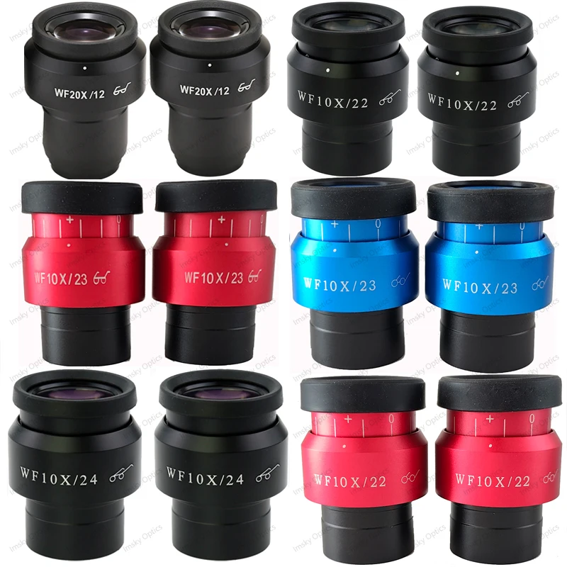 2 szt. WF10X 15X WF20X/12MM regulowany okular szerokokadłubowy okular soczewka na oko 30mm interfejs lornetka okular mikroskopu stereo