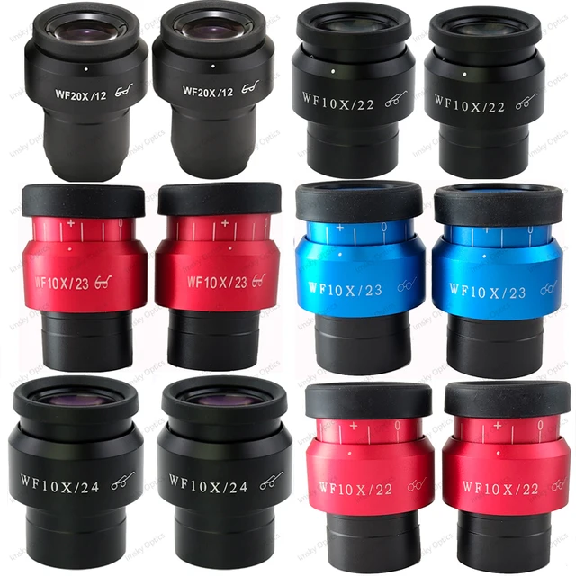 2 szt. WF10X 15X WF20X/12MM regulowany okular szerokokadłubowy okular soczewka na oko 30mm interfejs lornetka okular mikroskopu stereo