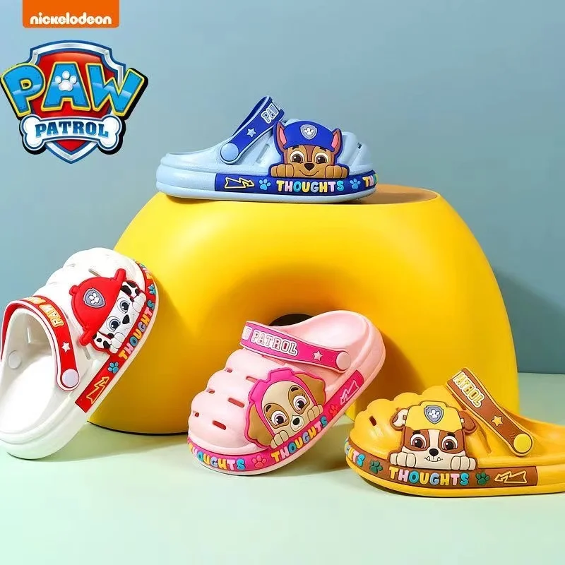 Kawaii Paw Patrol Kids Summer PVC Soft Thick Beach Slippers Non-Slip Sandals Marshall Rubble Skye Rocky Slipper Soft Soled Shoes