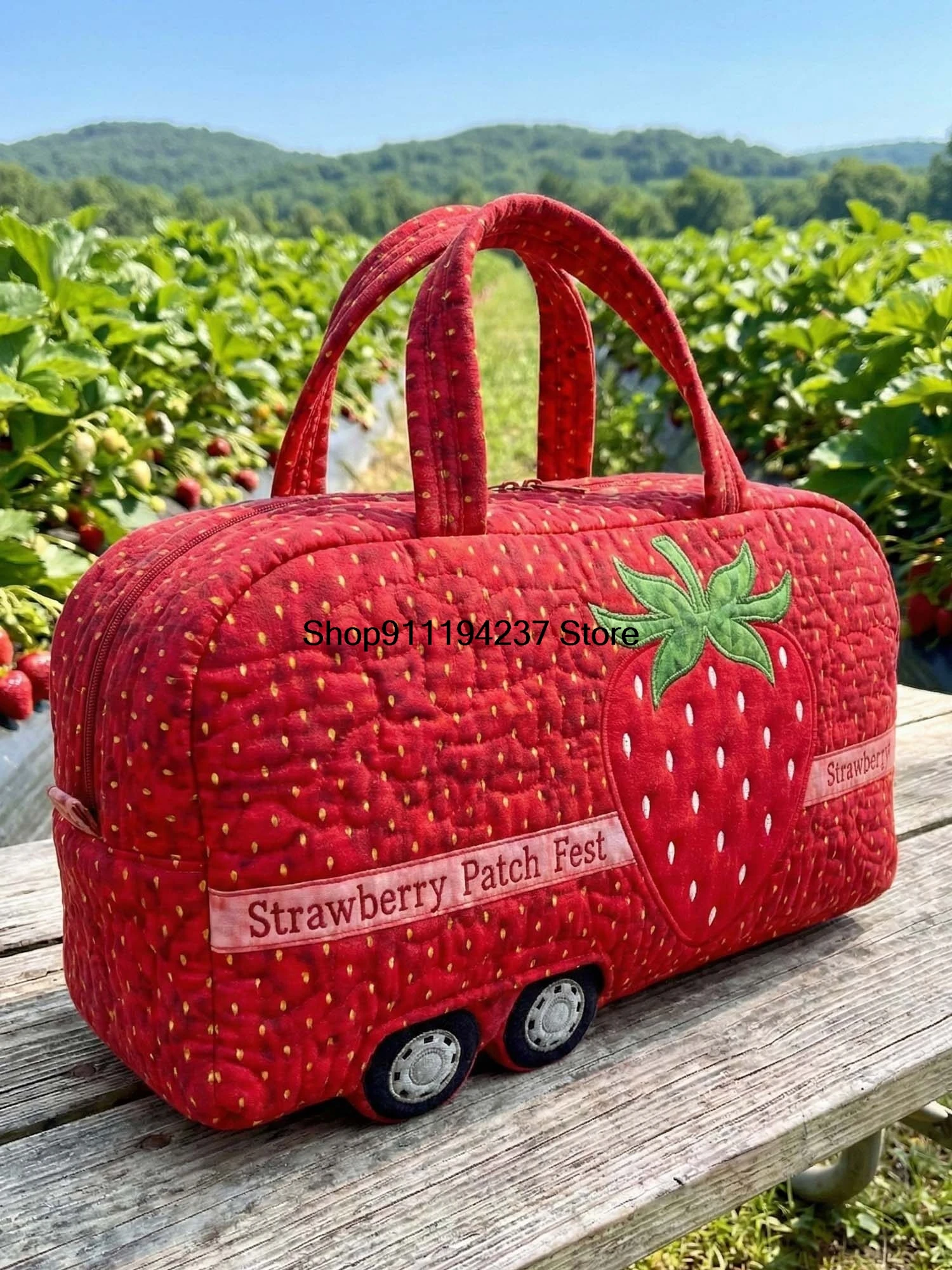 3D Fruit Watermelon Campervan Quilted Duffle Bag
