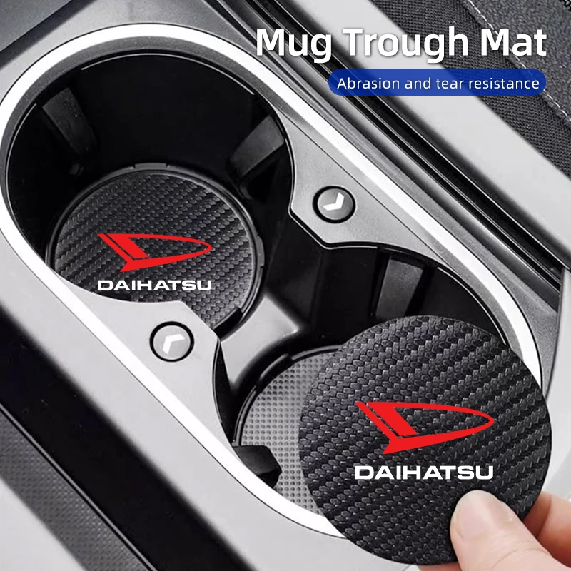 Car Coaster Carbon Mug Drinking Pad Cup Non-Slip Mat Accessories For Daihatsu Terios Sirion Mira Materia Rocky YRV Feroza C