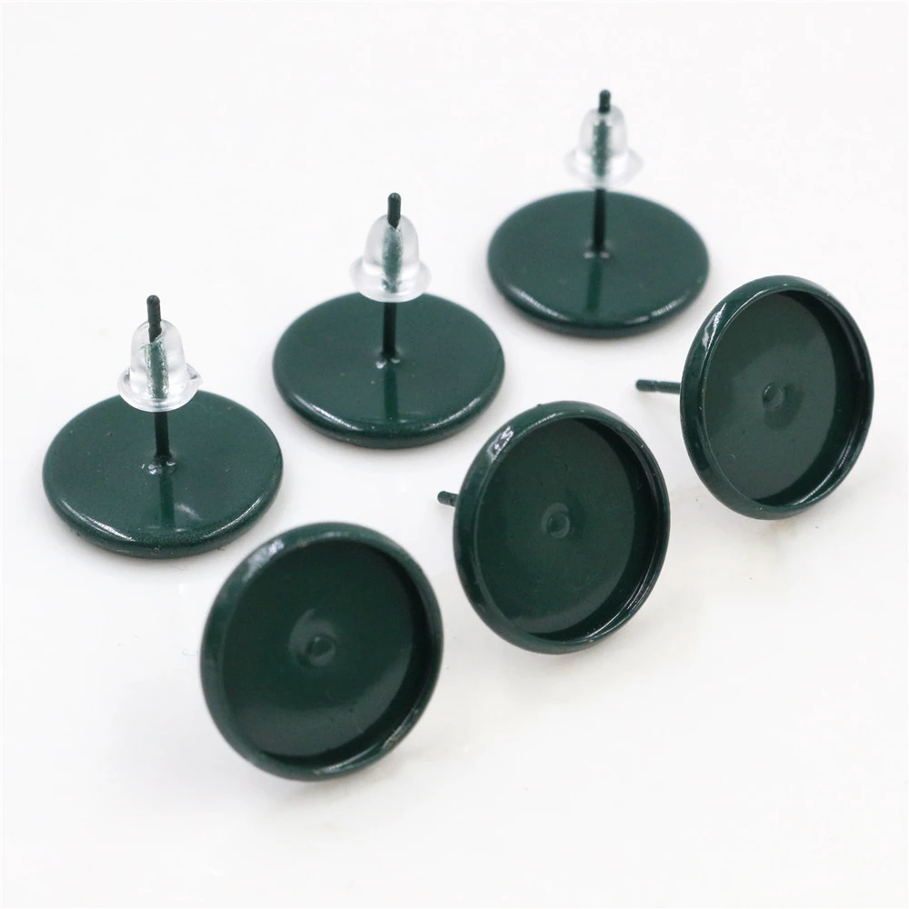 8/10/12mm 20pcs/lot 26 Colors Plated Earring Studs,Earrings Blank/Base,Fit 8-12mm Glass Cabochons,Buttons Earring Bezels