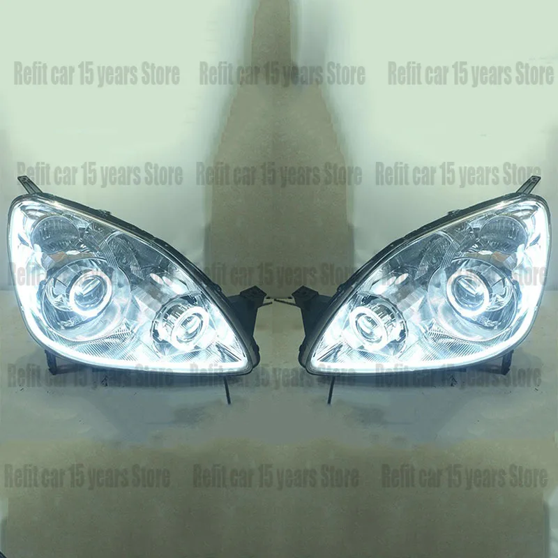 FOR 2005-2006 HONDA CRV CR-V 2PCS Left Right LED DRL CLEAR CORNER PROJECTOR HEADLIGHT LAMPS car accessories