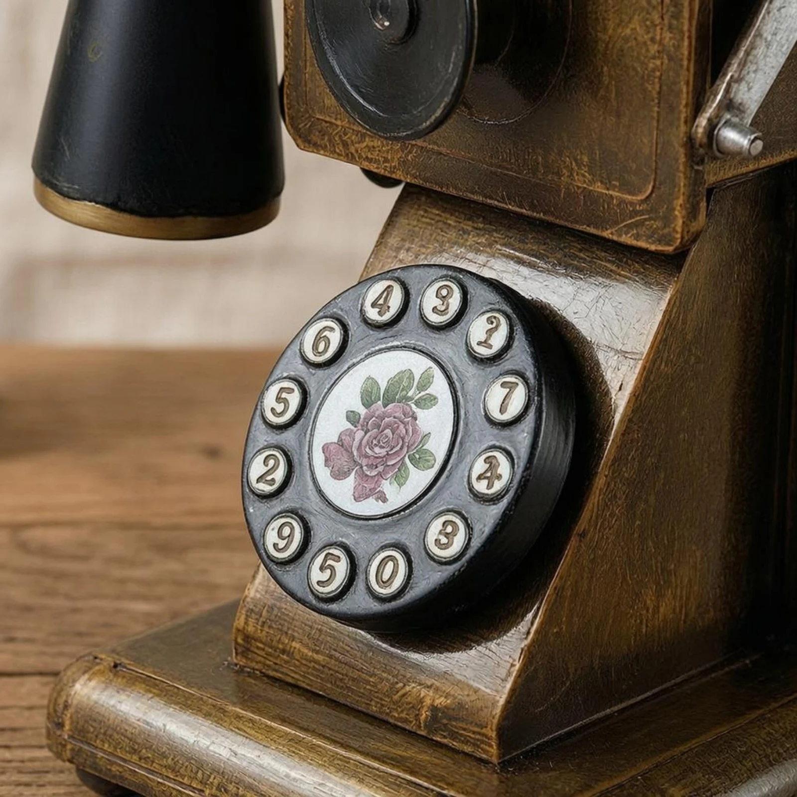 Rotary Dial Phone Model Decorative Craft Telephone Ornament Vintage Phone Decor Nostalgic Charm Retro Desk Decoration