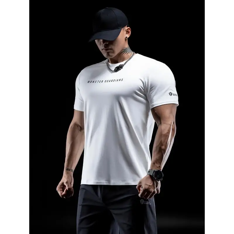 DROZENO Sports Short-sleeved Men's Summer Fitness Sports Casual Short-sleeved Round Neck Slim-fit