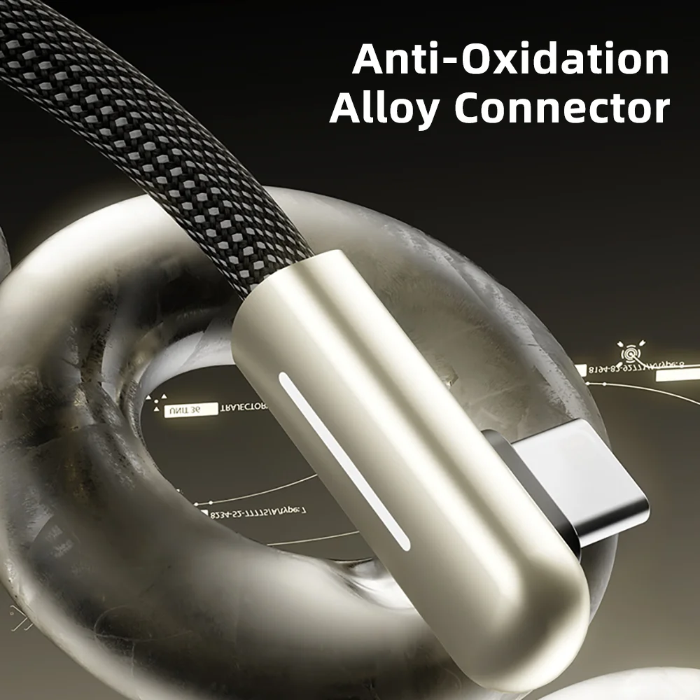 100 واط USB نوع C إلى C شحن سريع كابل بيانات الكوع PD PPS الحبل كابل آيفون 17 16 15 سامسونج غالاكسي S25 شاومي 17 OnePlus